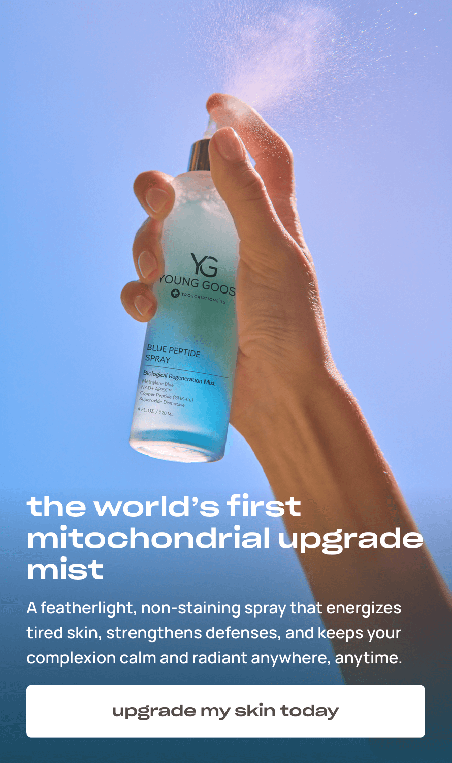 blue peptide spray landing Young Goose blue peptide spray landing Young Goose